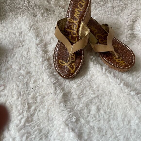 Sam Edelman Romy Khaki platform wedge thong sandals size 10M - Picture 8 of 10